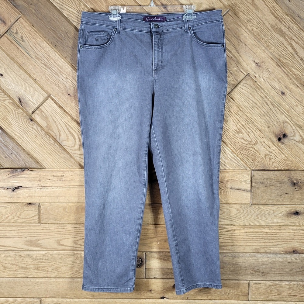 Gloria Vanderbilt Amanda Jeans Womens Plus Size 16W Short Grey Tapered High Rise
